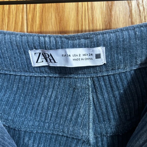 Zara Women's Blue Corduroy Flare Pants - Picture 3 of 4